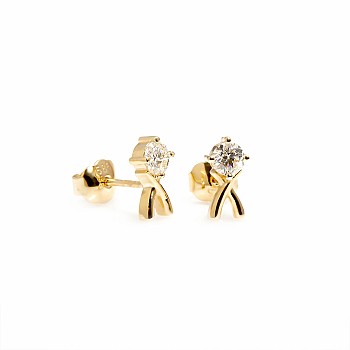 Small Stud Earrings in 14k Yellow Gold with Diamonds - model c2767