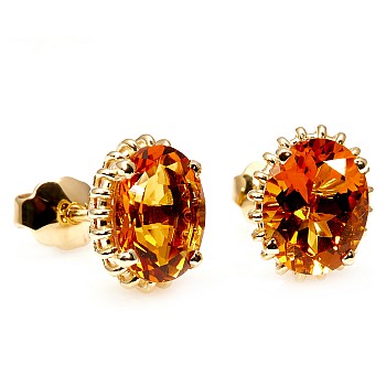 Gold Stud Earrings with Citrine - model c2846