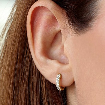 Gold Huggie Earrings with Diamonds - model c3127