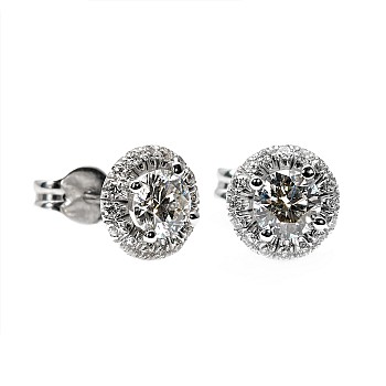 Boucles d'oreilles à tige en or halo avec diamants incolores certifiés GIA de 0,60 ct ou 0,80 ct - modèle c3139