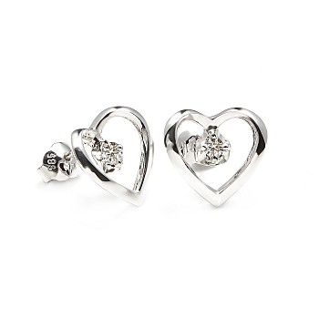 Gold or Platinum Heart Earrings with Diamonds - model c3229