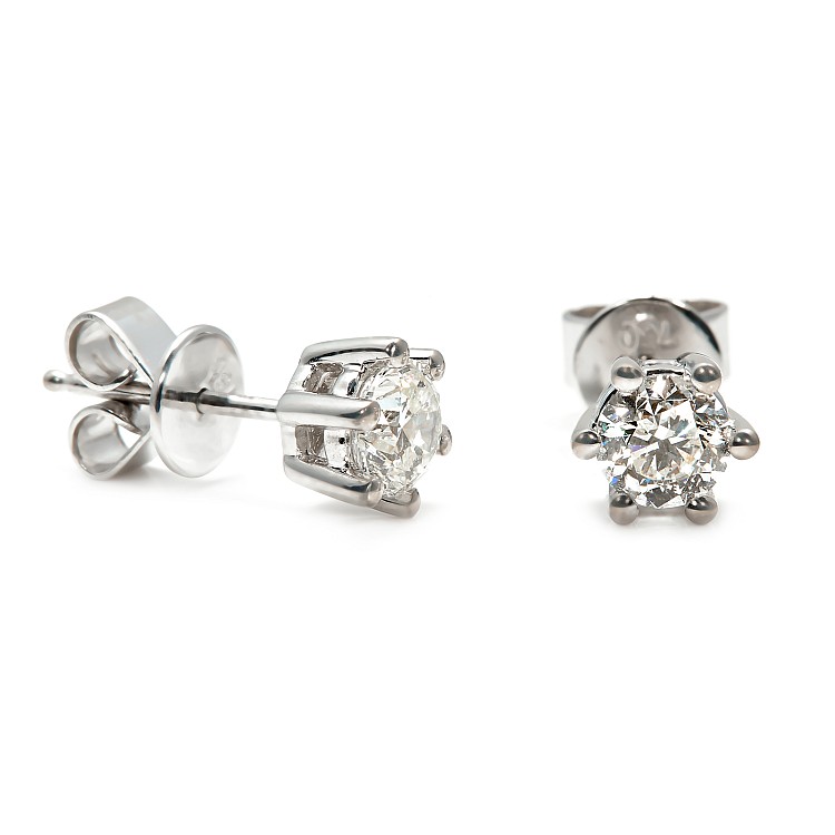 Gold Stud Earrings with GIA Certified Colorless Diamonds 2.00ct - model c3815