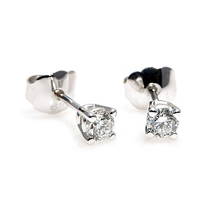14k White Gold Stud Earrings with Colorless Diamonds c577