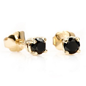 14k Yellow Gold Stud Earrings with Black Diamonds 0.30ct c577dn