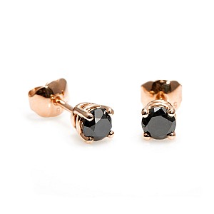14k Pink Gold Stud Earrings with Black Diamonds 0.66ct c577dn