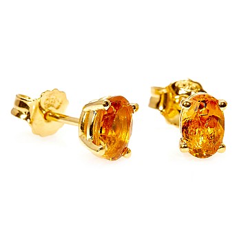 Gold Stud Earrings with Citrine - model c577