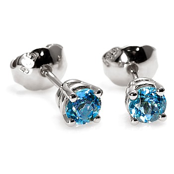 Gold stud earrings with Swiss Blue Topaz - model c577