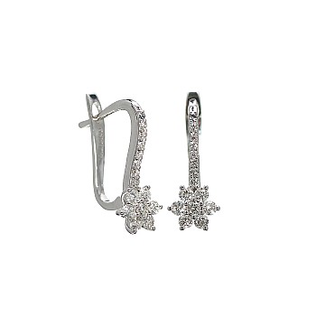 Snowflake Earrings with Gold Pancakes and Diamonds - model c655