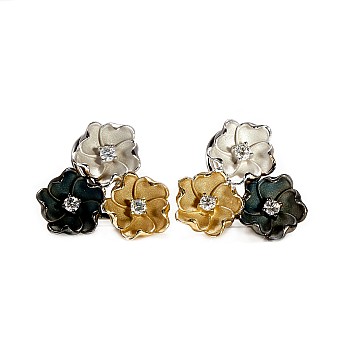 Vintage Gold Flower Earrings with Diamonds - model c878