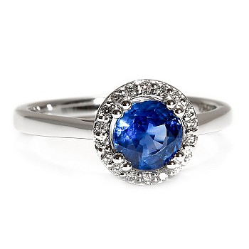 18k Gold or Platinum Engagement Ring with Sapphire and Diamonds - model i030