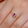 Engagement Ring i042RboDi in Gold with Ruby and Diamonds