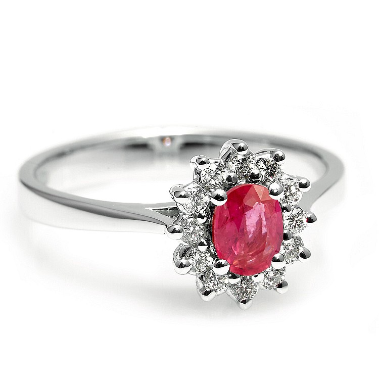 Engagement Ring i042RboDi in Gold with Ruby and Diamonds