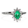 Engagement Ring Halo in 14k White Gold with Oval Emerald 6x4mm and Diamonds - model i042