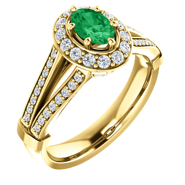 Engagement Ring i122311SmOdi in Gold with Emerald and Diamonds