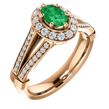 Bague de fiançailles en or avec émeraude et diamants - modèle i122311