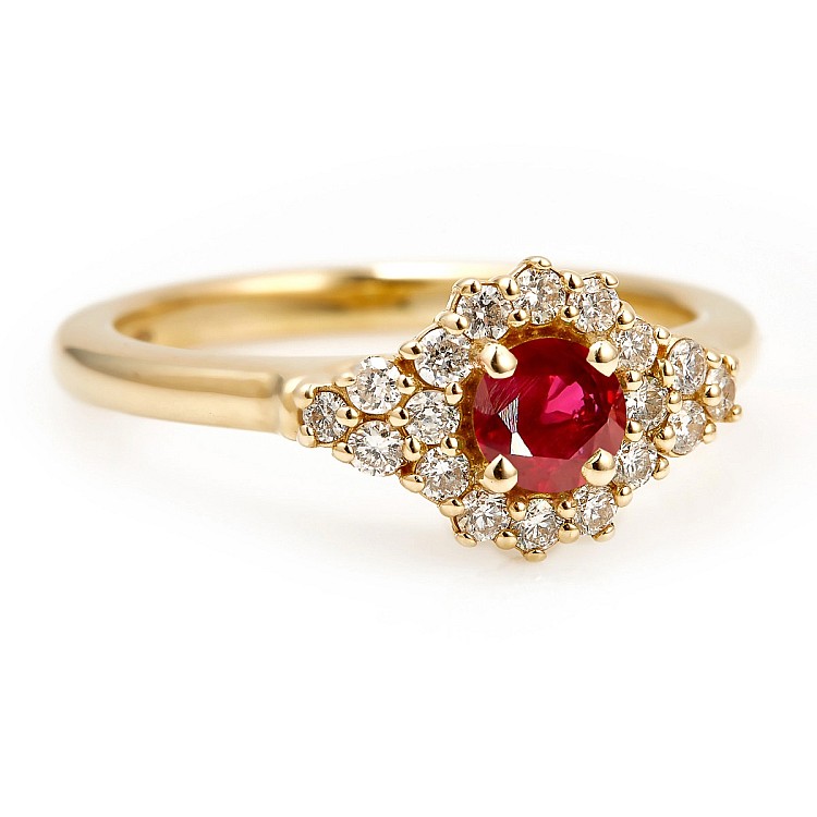Engagement ring i122650RbDi in Gold with Ruby and Diamonds