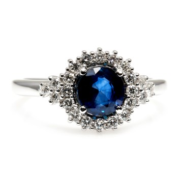 18k Gold or Platinum Engagement Ring with Sapphire and Diamonds - model i122650