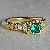 Gold engagement ring with Emerald and Diamonds i500SmDi