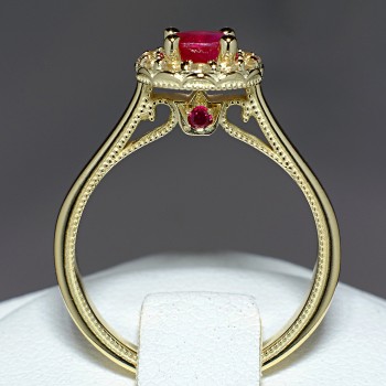 18k Gold or Platinum Engagement Ring with Ruby and Diamonds - model i524
