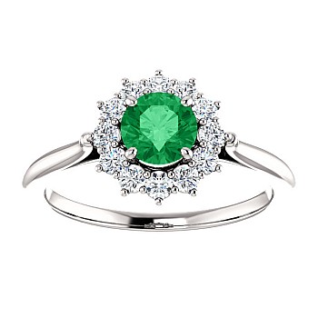 Gold or Platinum Ring with Emerald and Diamonds - model i71606