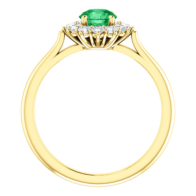 Gold or Platinum Ring with Emerald and Diamonds 71606SmDi
