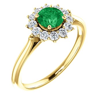 Gold or Platinum Ring with Emerald and Diamonds - model i71606