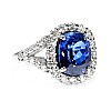 Gold or Platinum Engagement Ring with Antique Cushion Lab Grown Sapphire and Colorless Diamonds - model i0555