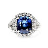 Gold or Platinum Engagement Ring with Antique Cushion Lab Grown Sapphire and Colorless Diamonds - model i0555