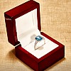 Gold Engagement Ring with Swiss Blue Topaz Emerald and Diamonds - model i3829
