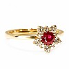 14k Yellow Gold Snowflake Engagement Ring with Ruby and Diamonds i740Rbdi
