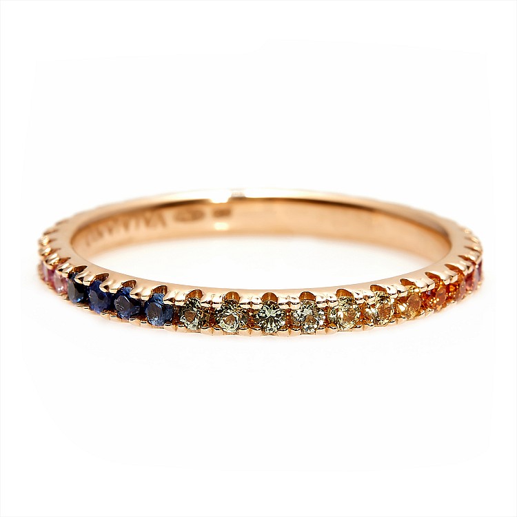 Anello regalo in oro con zaffiri colorati i033sfc