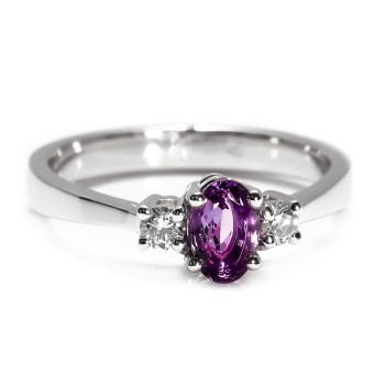 Bague cadeau en or avec améthyste et diamants - modèle i015