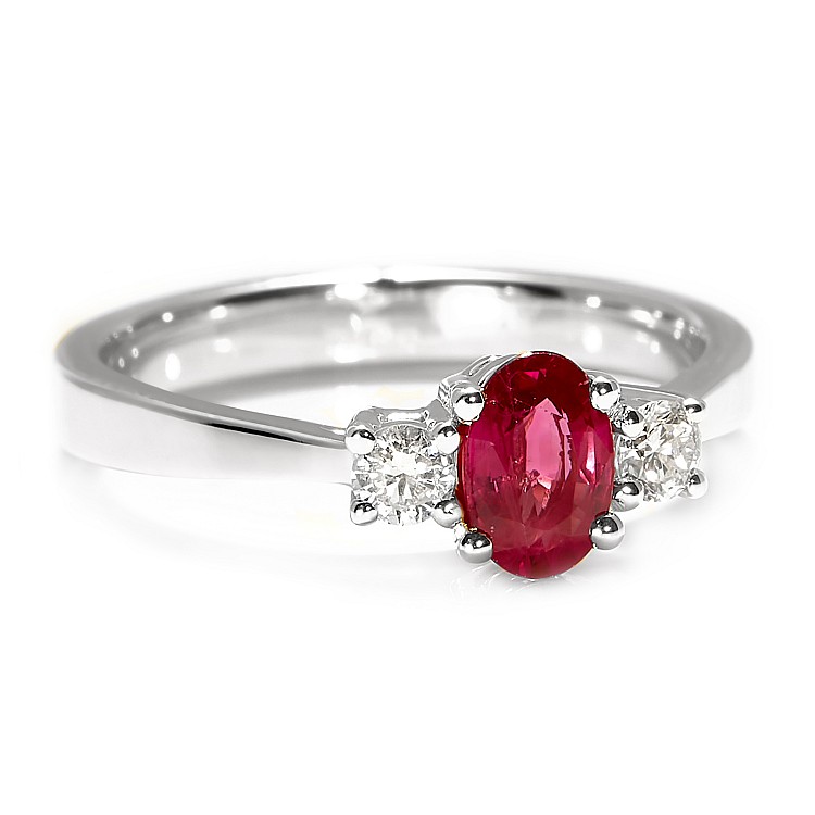 Bague de fiançailles en or avec rubis et diamants - modèle i015