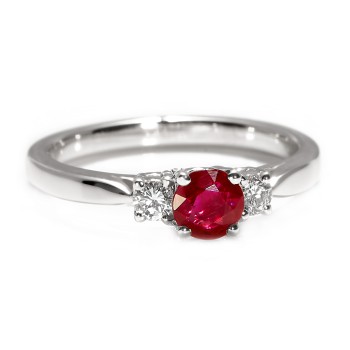 18k Gold or Platinum Ring with Ruby and Diamonds - model i025