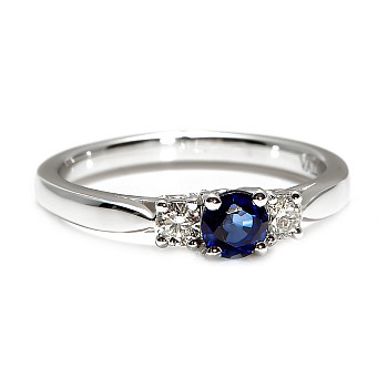 18k Gold or Platinum Engagement Ring with Sapphire and Diamonds - model i025