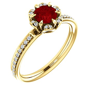 Gold Ring with Ruby and Diamonds - model 121997