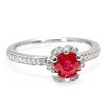 Gold Ring with Ruby and Diamonds - model 121997