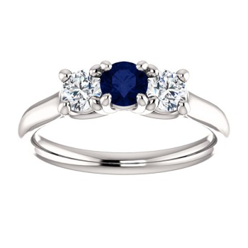 Gold or Platinum Ring with Sapphire and Diamonds - model 122105
