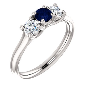Gold or Platinum Ring with Sapphire and Diamonds - model 122105