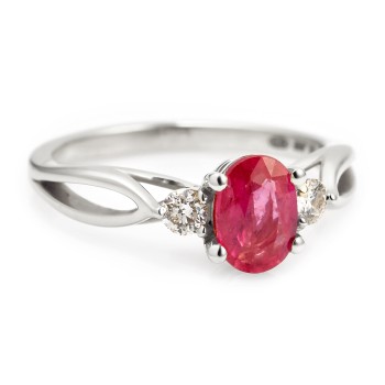 18k Gold or Platinum Engagement Ring with Ruby and Diamonds - model i122513