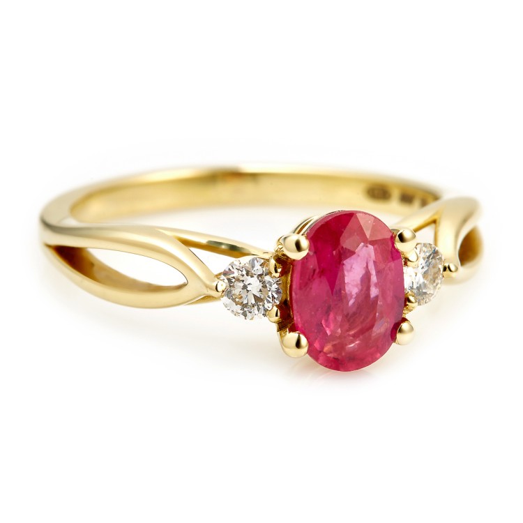 Engagement Ring i122513RbOdi in Gold with Ruby and Diamonds