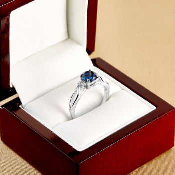 18k Gold or Platinum Engagement Ring with Sapphire and Diamonds - model i122513