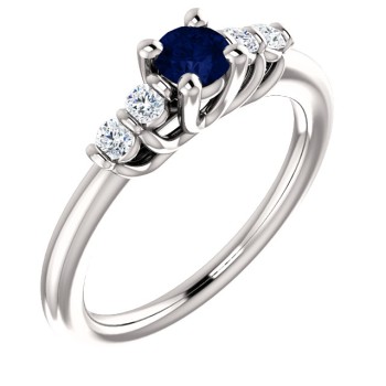 18k Gold or Platinum Engagement Ring with Sapphire and Diamonds - model i122543
