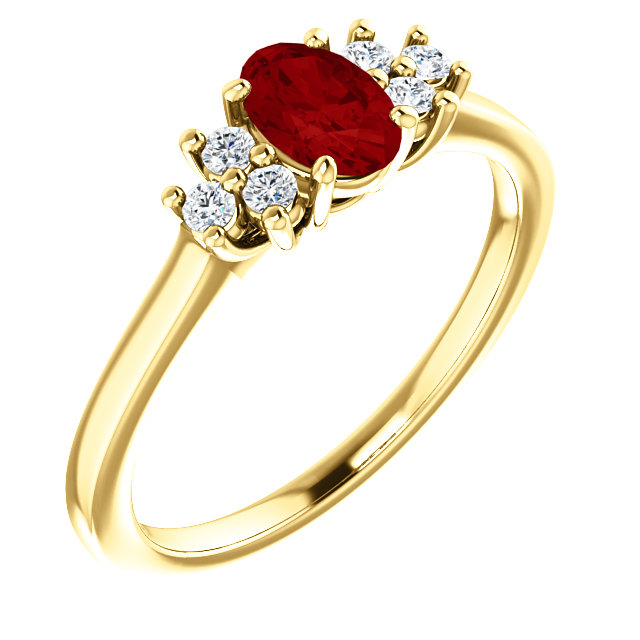 Engagement Ring i71604RboDi in Gold with Ruby and Diamonds