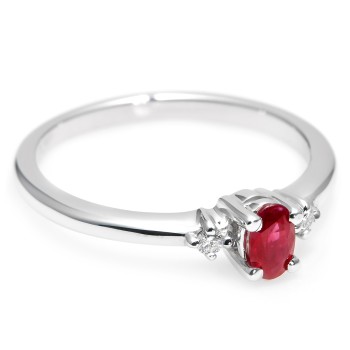 18k Gold or Platinum Ring with Ruby and Diamonds - model i020