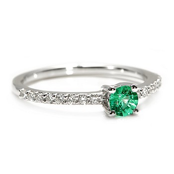 18k Gold or Platinum Ring with Emerald and Diamonds - model i1221908