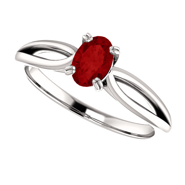 Gold Engagement Ring with Oval Ruby 71627RbO