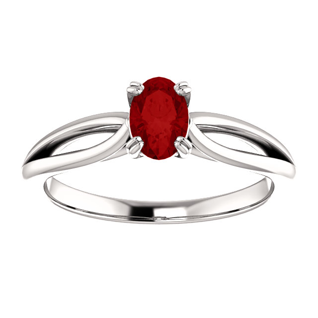 Gold Engagement Ring with Oval Ruby 71627RbO