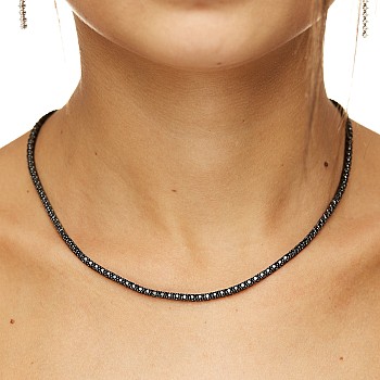 Collier tennis en or et diamants noirs - modèle col2180