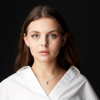 Gold Earrings with Cushion Emeralds and Diamonds - model c2455